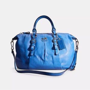 Coach Electric Madison Leather Juliette Blue Leather Satchel